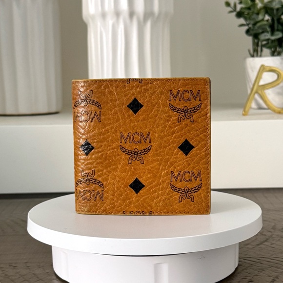 MCM Cognac Visetos Bi-fold Wallet Vintage